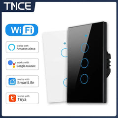 TNCE Tuya US WiFi Smart Wall Switch 1/2/3/4 Gang  No Neutral Wire Touch Sensor LED Light Switches Smart Home Alexa Google Home