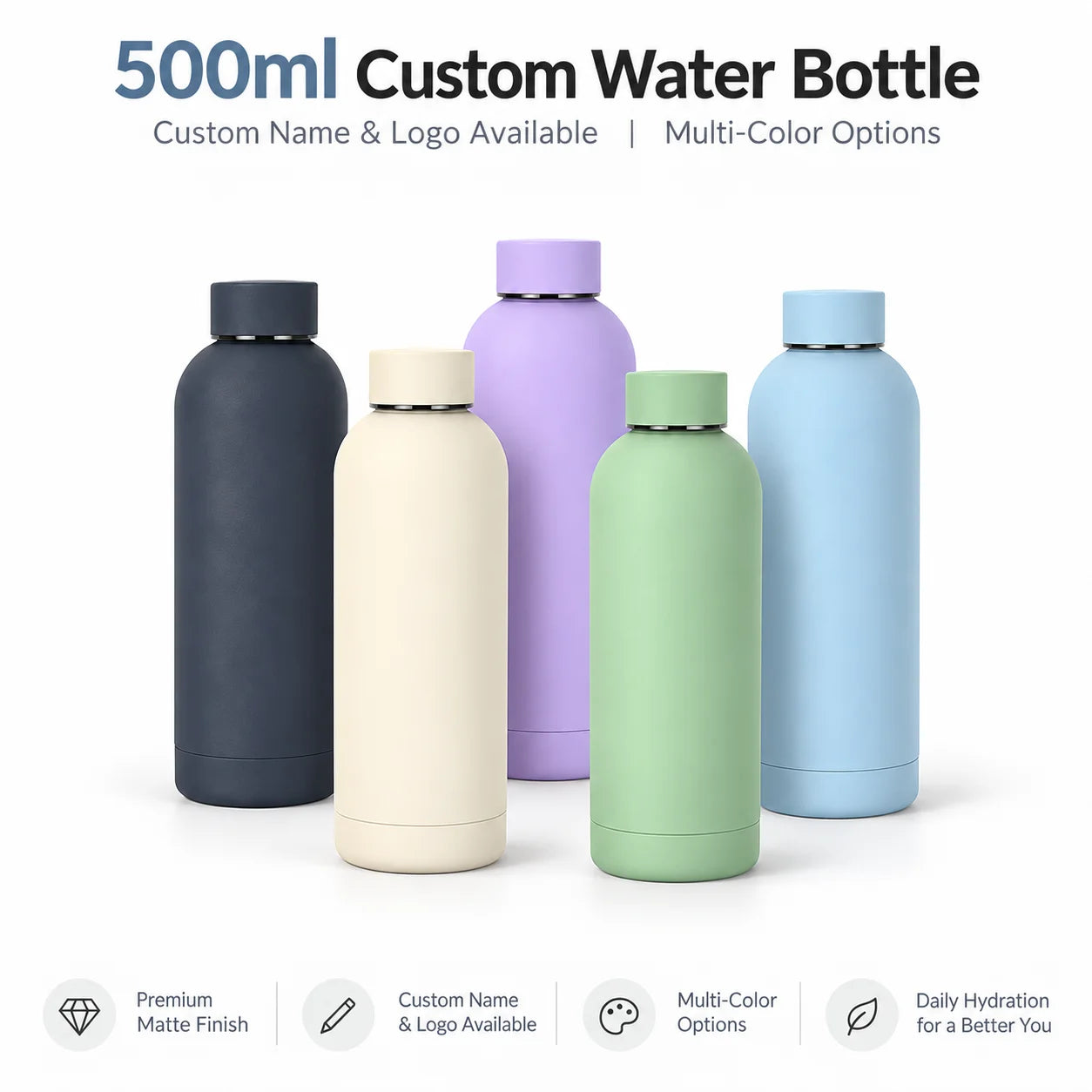 Customizable Personalized Insulated Stainless Steel Water Bottle