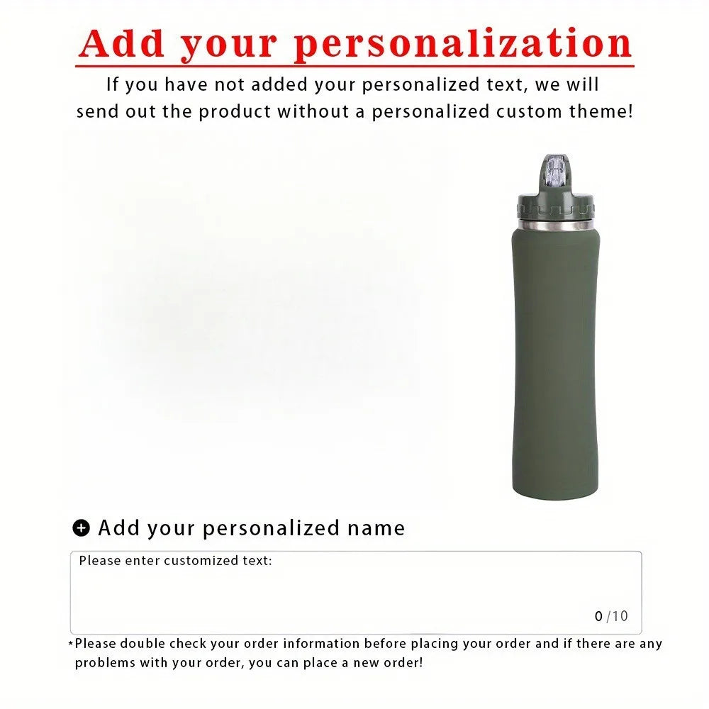 Customizable Insulated Stainless Steel Water Bottle with Personalized Name or Logo