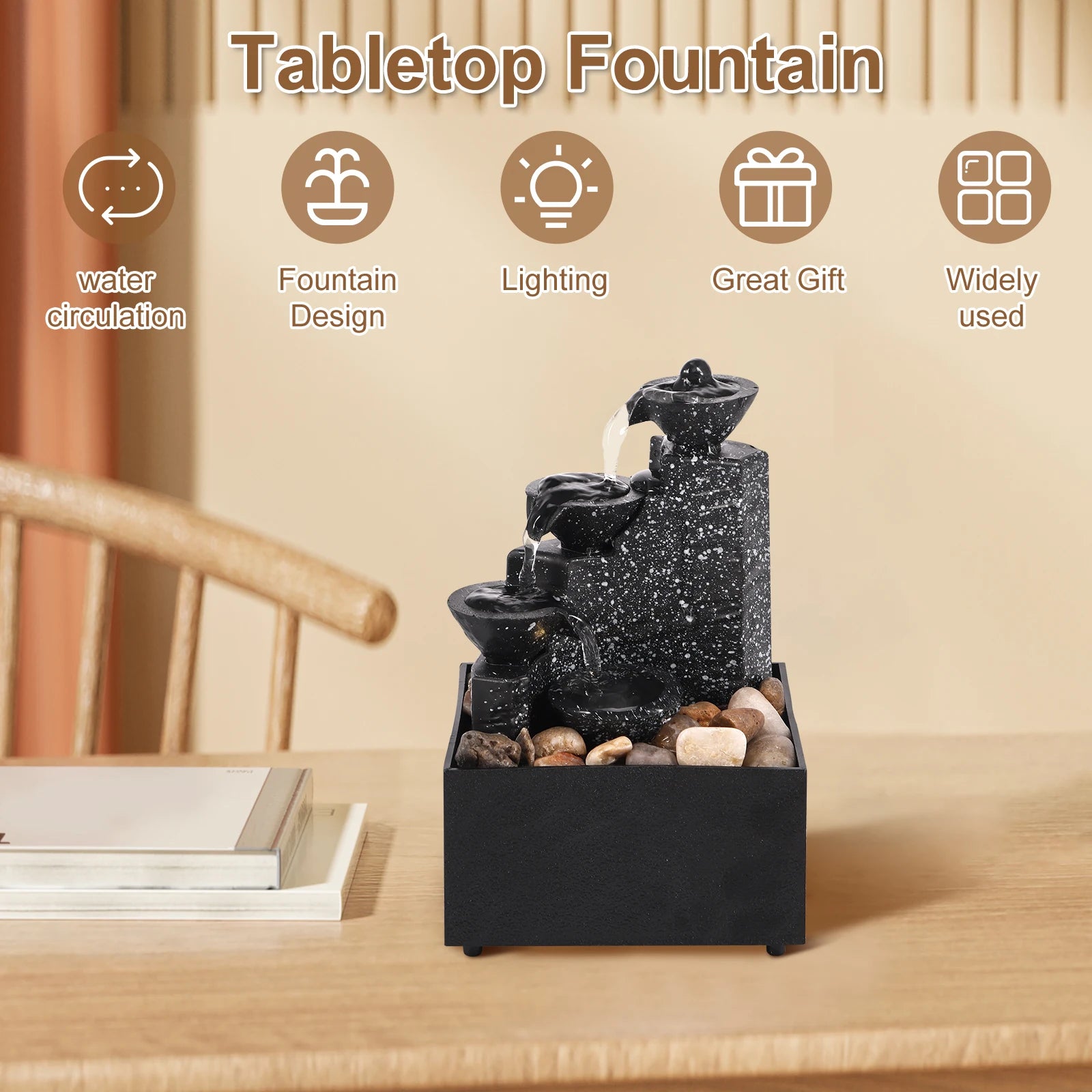 Vintage Tabletop Waterfall Home Decor Relaxation Meditation