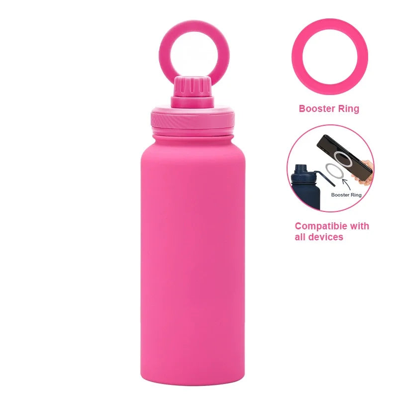 Customizable 1L Magnetic Water Bottle with Phone Holder, Personalized Gift