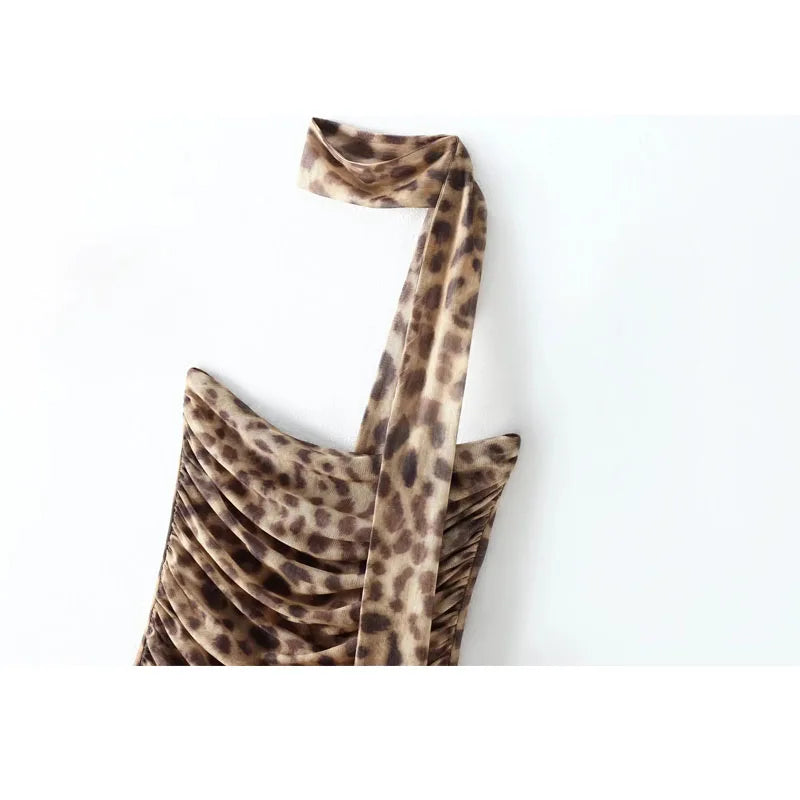 Vintage Leopard Tulle Corset Halter Top