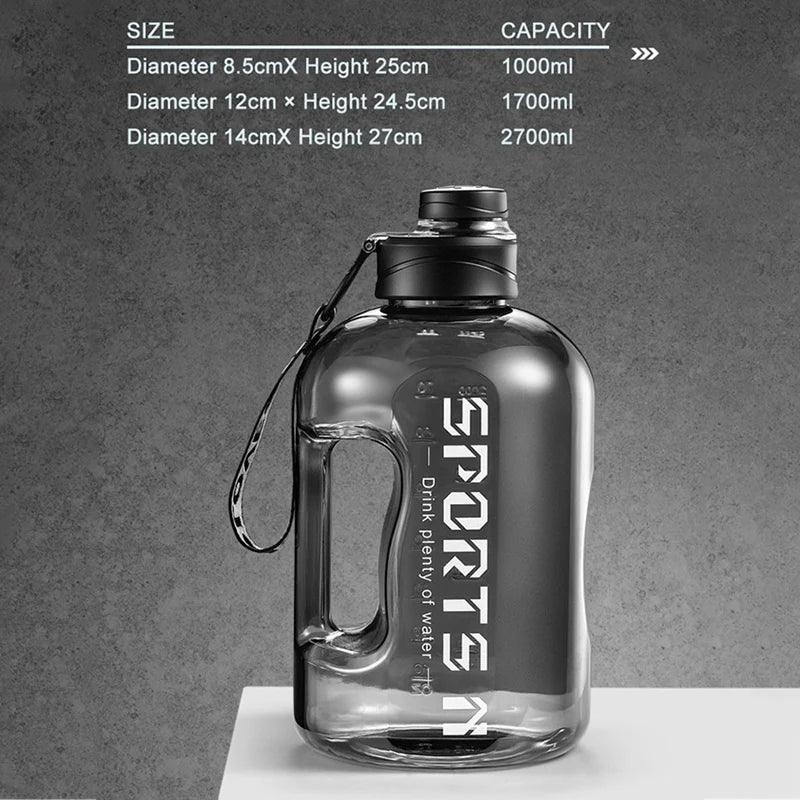 2.7/1.7L Insulated Water Bottles with Straw Gym Traveling Hiking Camping Hot Water Bottle for Men Women Leakproof Fitness Bottle