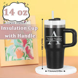 Customizable Stainless Steel Travel Cup with Straw, Personalized Name Water Bottle