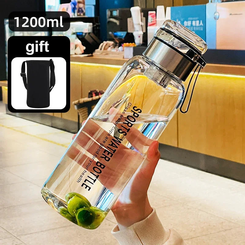 Large-Capacity Glass Water Bottle for Travel and Outdoor Use