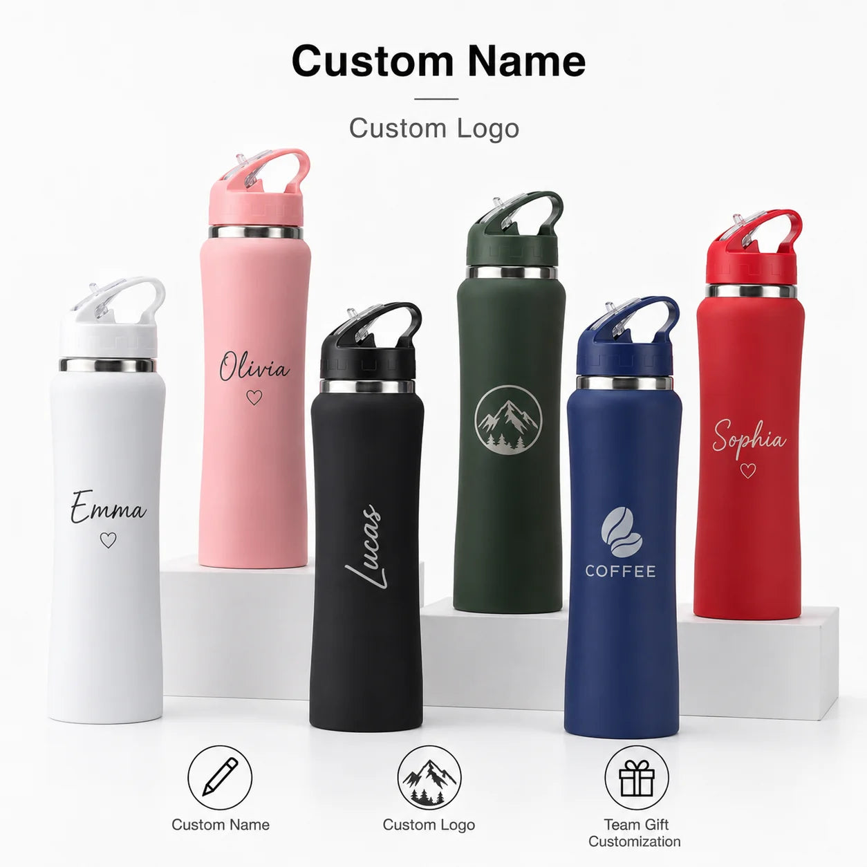 Customizable Insulated Stainless Steel Water Bottle with Personalized Name or Logo