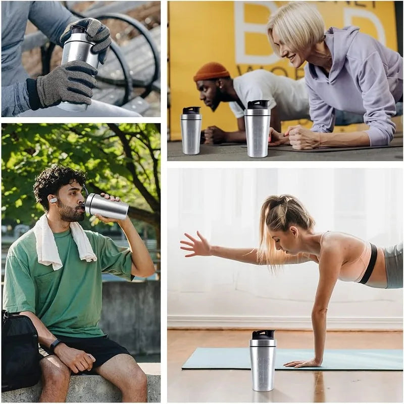 Stainless Steel Protein Shaker Bottle with Mixing Ball