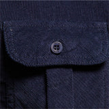 Vintage Business Casual Fashion Solid Color Corduroy Men Shirts