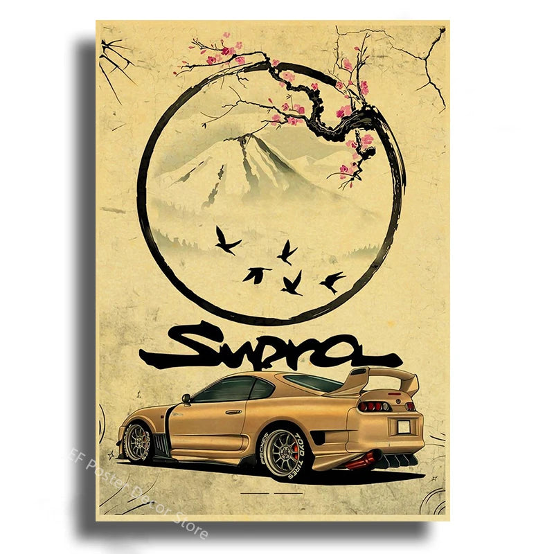 Vintage Japanese Cars Samurai Poster