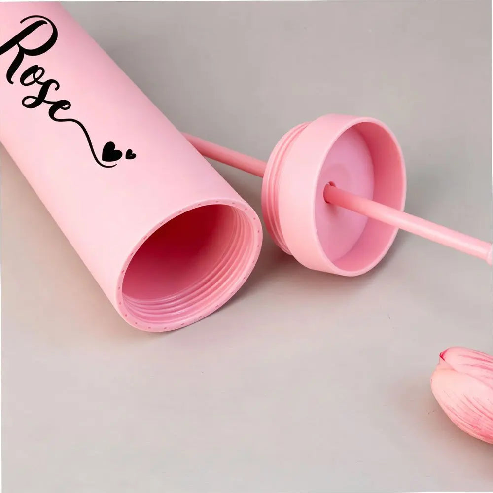 Customizable Matte Skinny Tumbler with Straw, Personalized Name Travel Cup