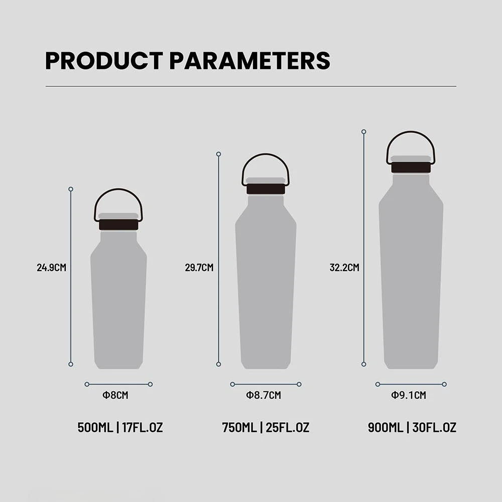 Stainless Steel Vacuum Insulated Water Bottle Portable Durable  Leak-Proof for Outdoor Sports Matte Finish Carry Handle