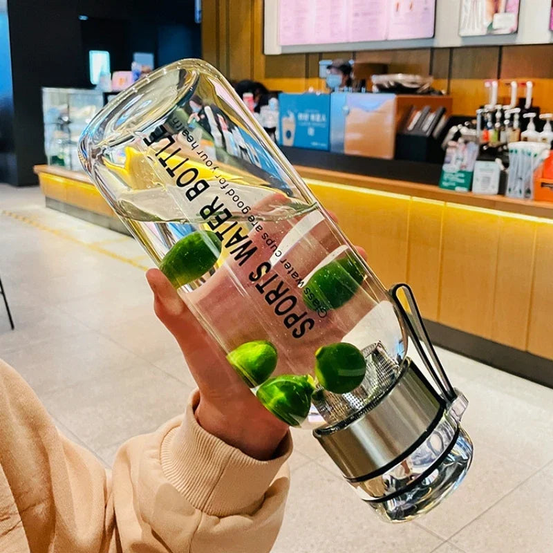 Large-Capacity Glass Water Bottle for Travel and Outdoor Use
