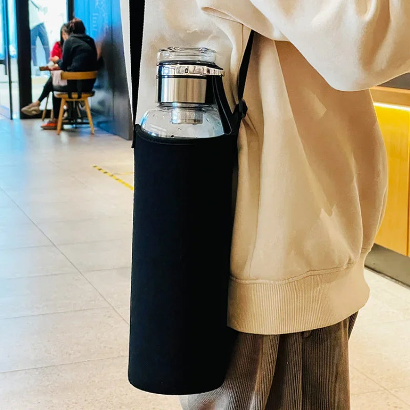 Large-Capacity Glass Water Bottle for Travel and Outdoor Use