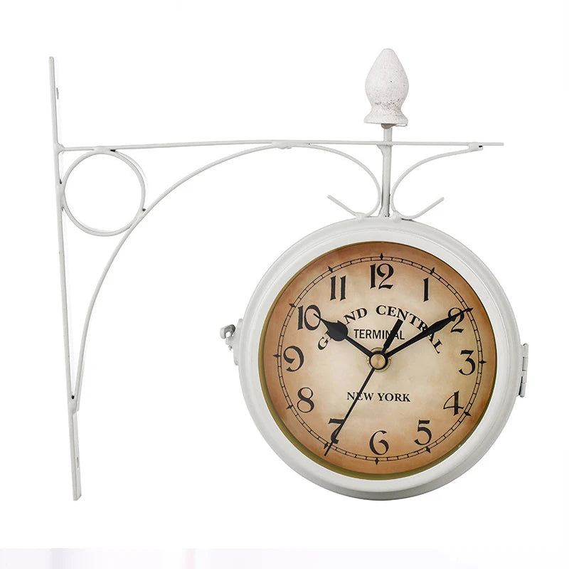 Vintage Double-Sided Round Wall Clock Decor