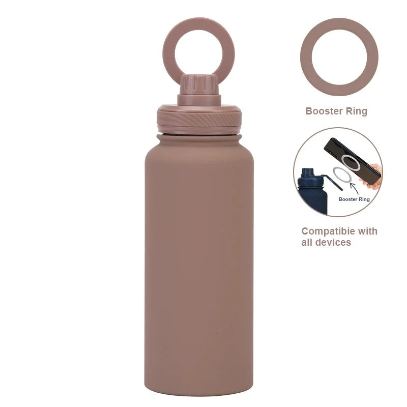 Customizable 1L Magnetic Water Bottle with Phone Holder, Personalized Gift