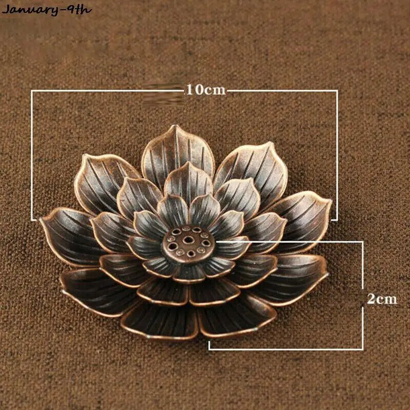 Vintage 3 In1 Incense Stick Holder Alloy Lotus Line Incense Burner