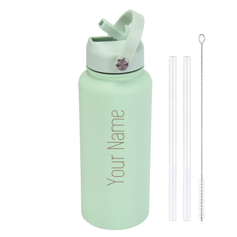 Custom Insulated Water Bottle with Straw