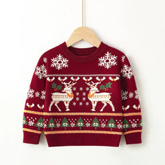 2023 Christmas Sweatshirts Boys Girl Sweater Knit Pullover Cotton Clothes Autumn Winter Kids Slouchy Soft Wool Clothing Knitwear