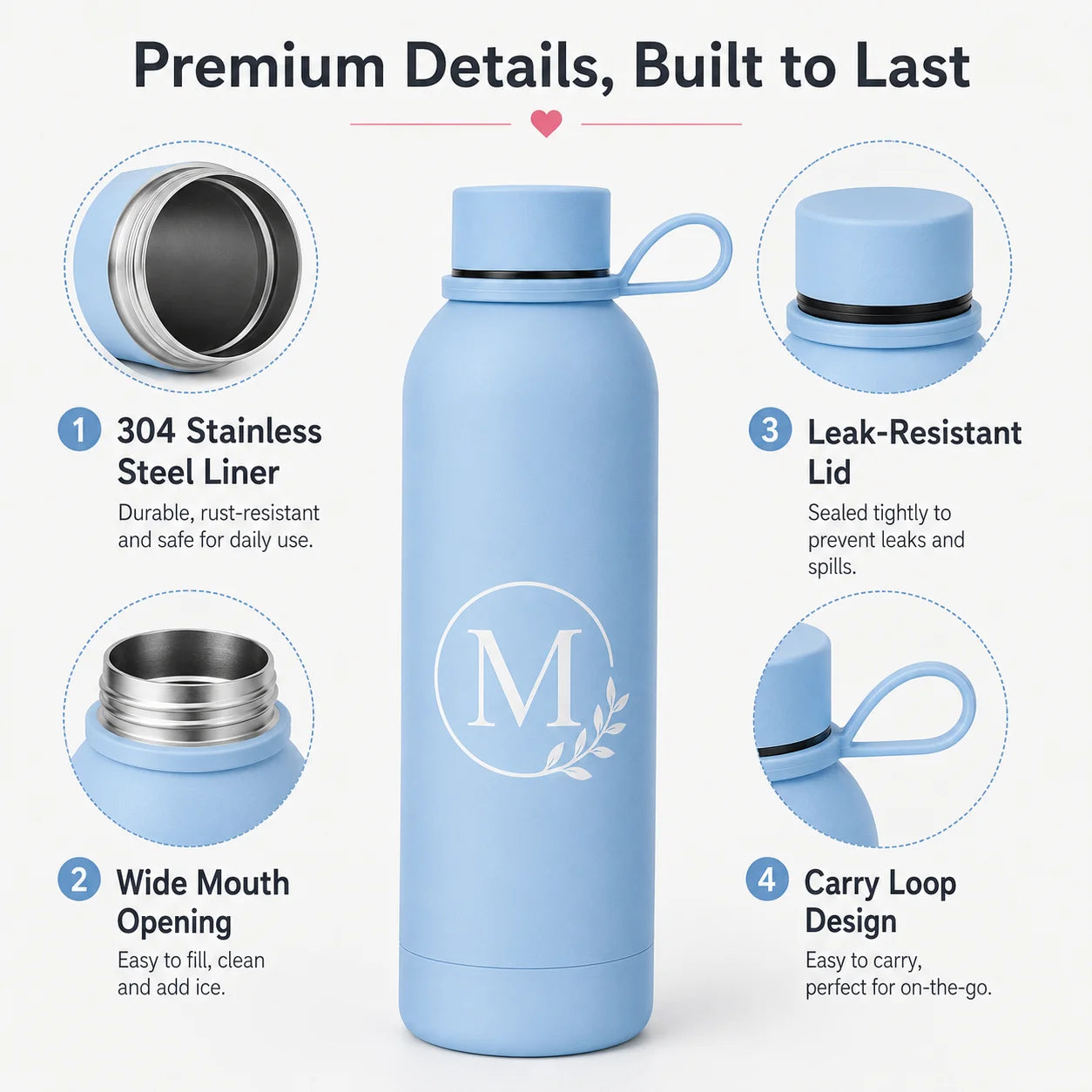 Personalized Stainless Steel Insulated Water Bottle with Custom Engraving