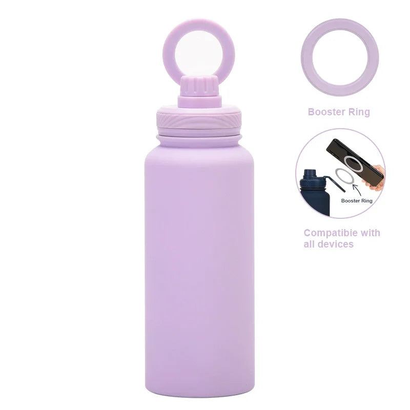 Customizable 1L Magnetic Water Bottle with Phone Holder, Personalized Gift