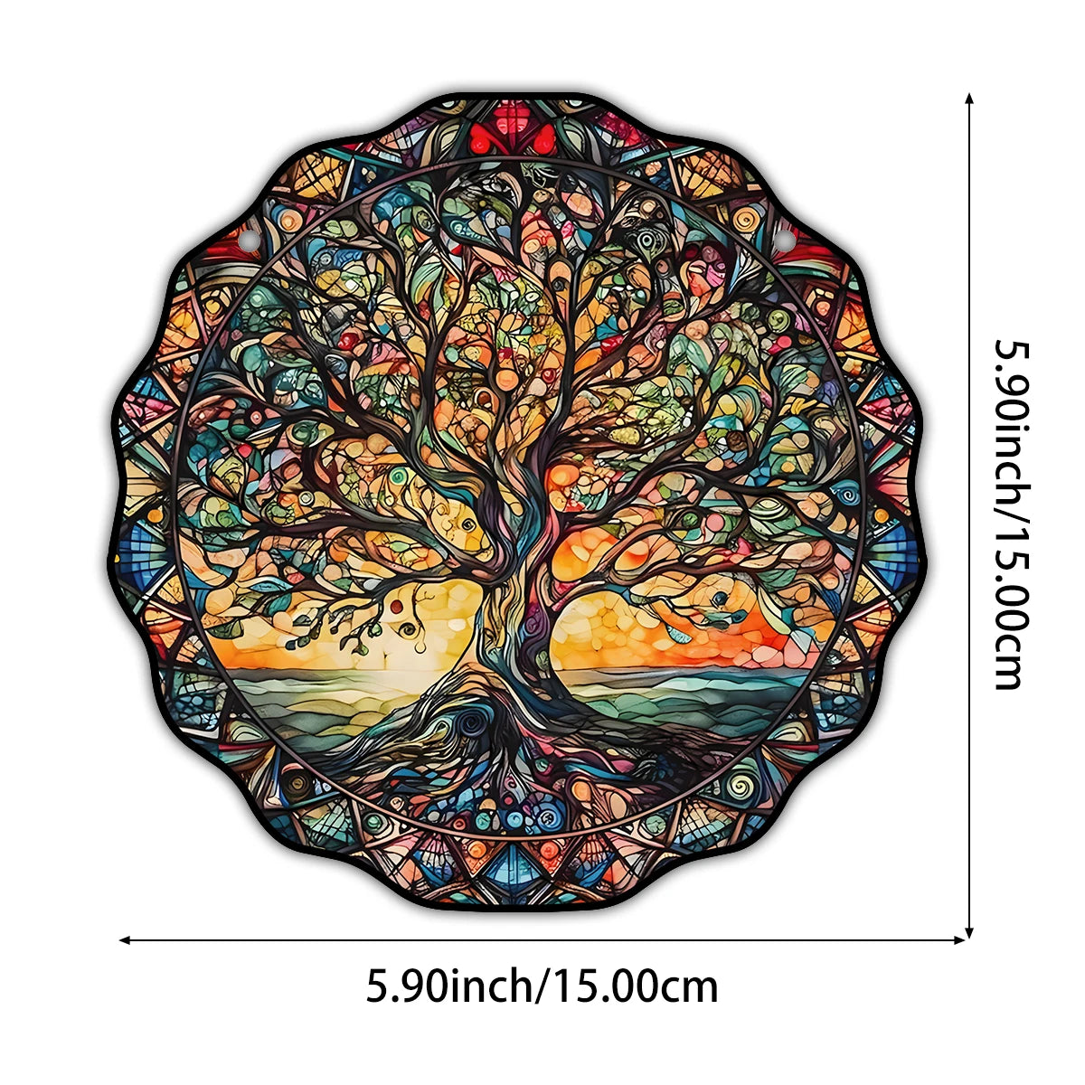 Vintage Tree of Life Wall Art Decor Sun Hanging Sign