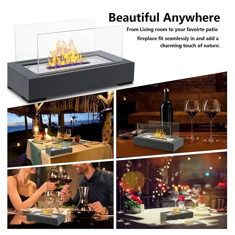 Home Rectangular Bioethanol Fireplace Portable Desktop Metal Stove Indoor and Outdoor Winter Heater Atmosphere Small Stove