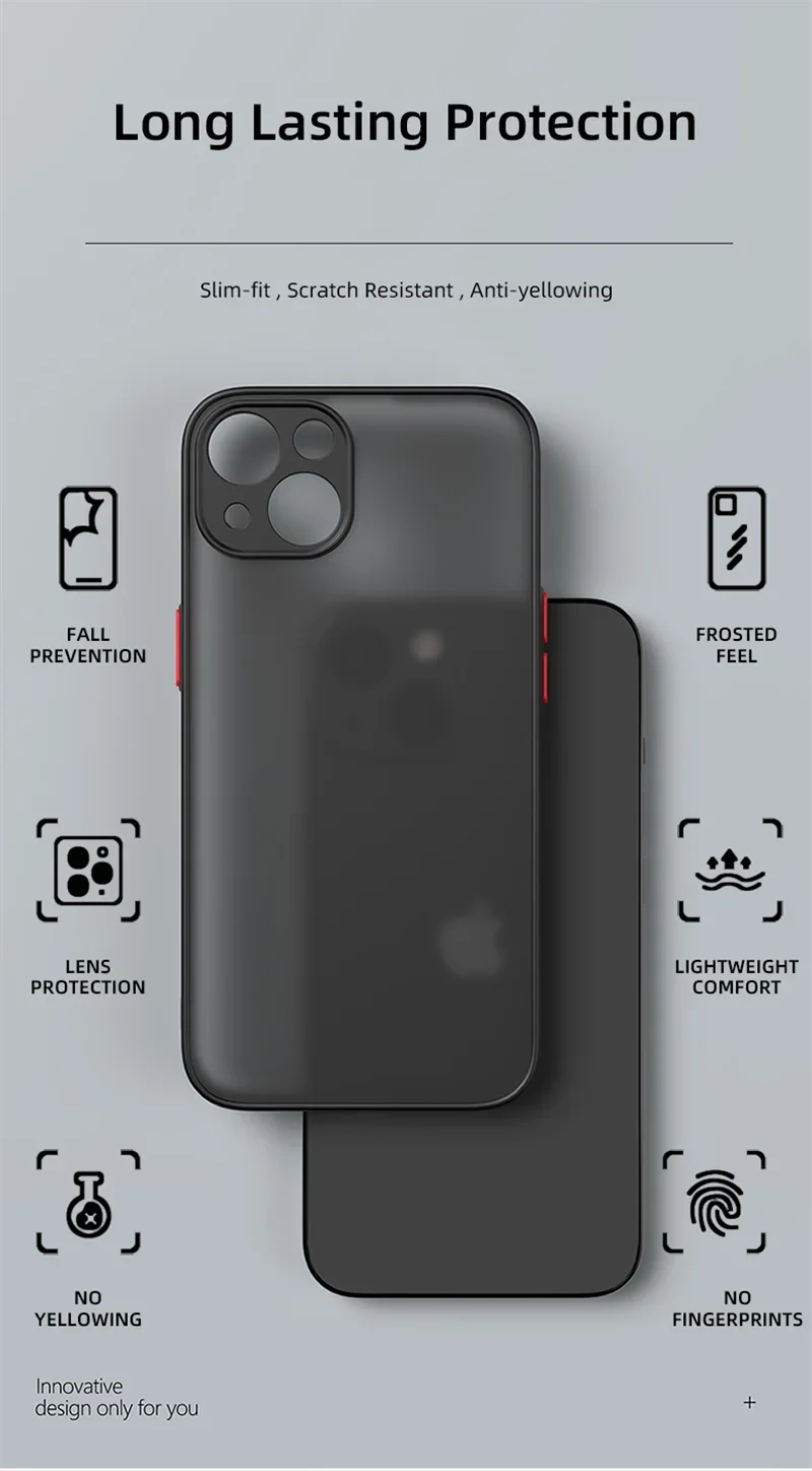 Vintage Shockproof Thin Matte Case For iPhone