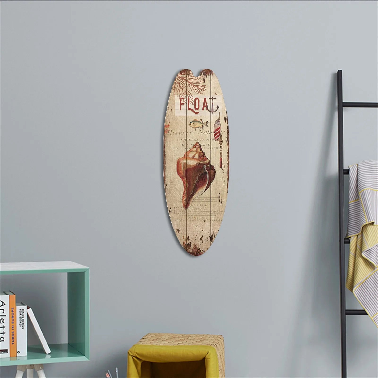 Vintage Wooden Surfboard Sign Beach Decor