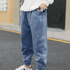 Boys 2023 New Jeans Black Autumn Winter Pants 100% Cotton Trousers denim