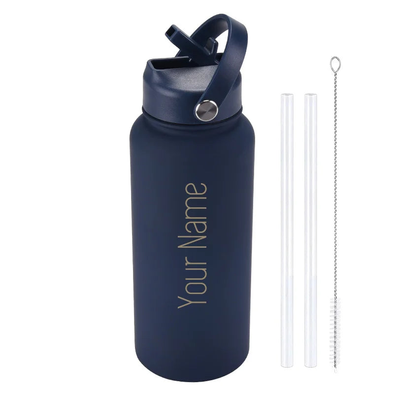 Custom Insulated Water Bottle with Straw