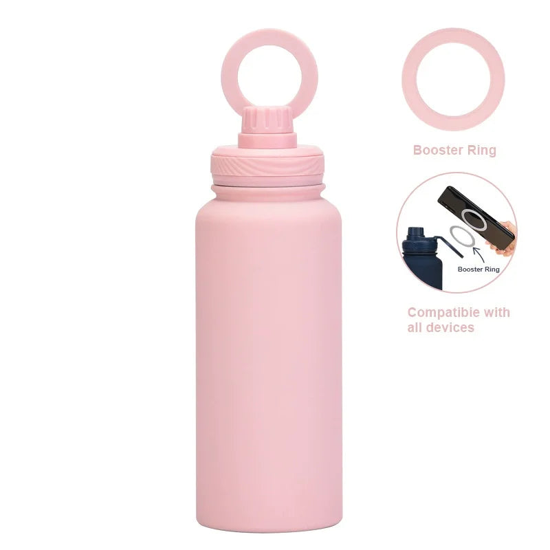 Customizable 1L Magnetic Water Bottle with Phone Holder, Personalized Gift