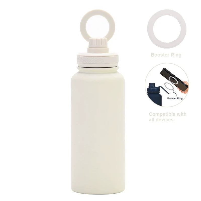 Customizable 1L Magnetic Water Bottle with Phone Holder, Personalized Gift