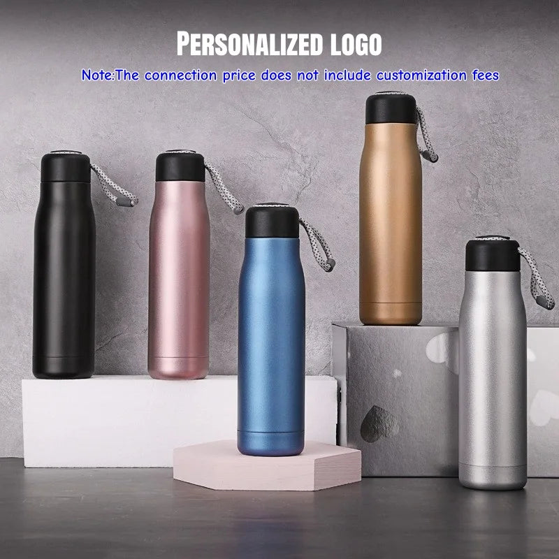 Customizable Stainless Steel Insulated Travel Flask with Carrying Rope