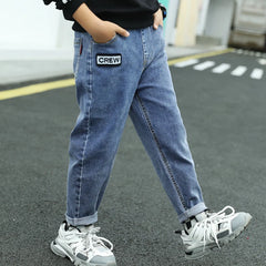 Boys 2023 New Jeans Black Autumn Winter Pants 100% Cotton Trousers denim