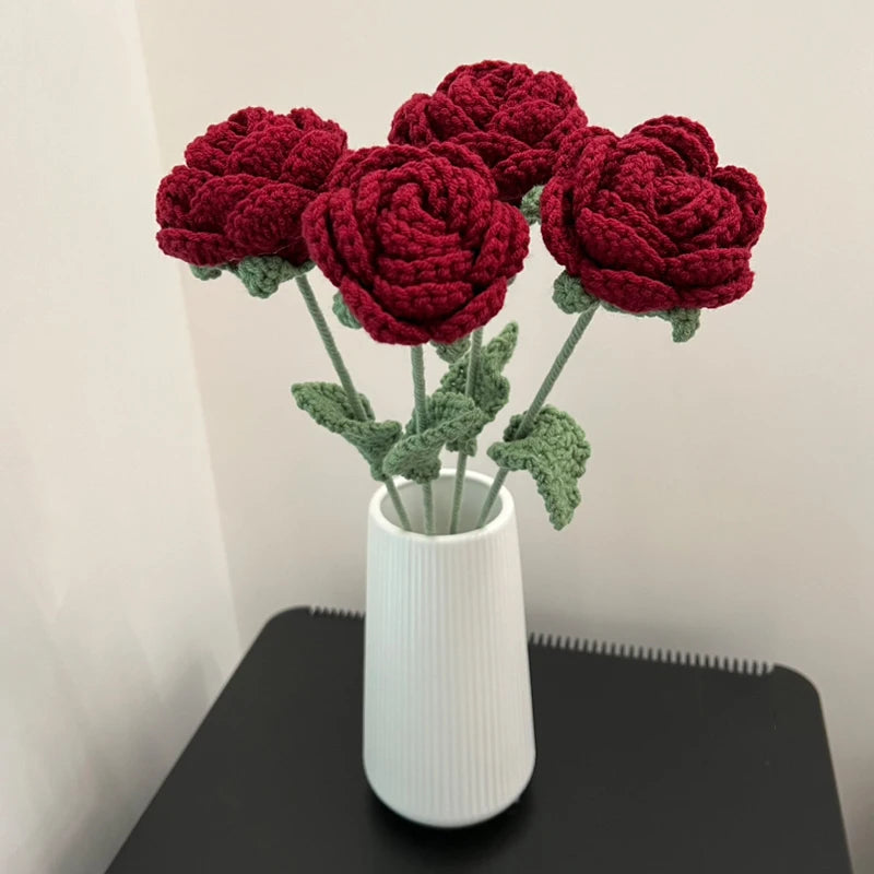 Vintage Knitted Rose Bouquet