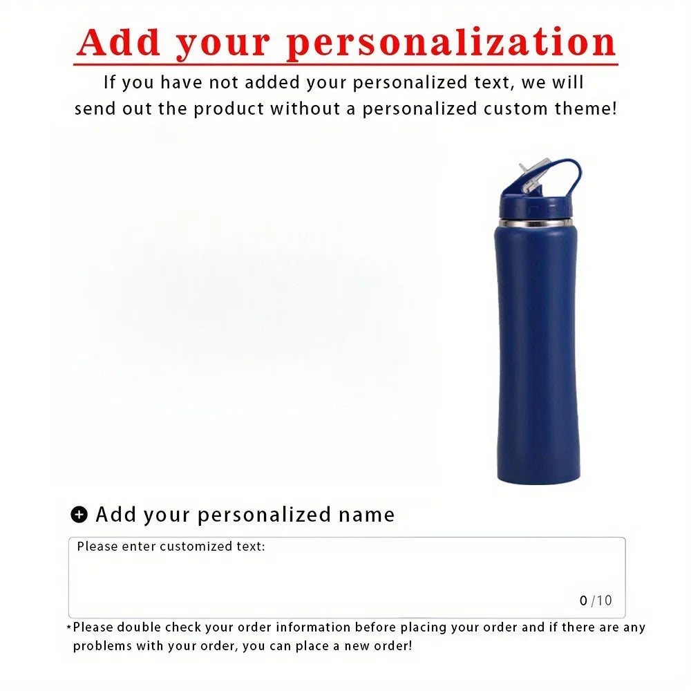 Customizable Insulated Stainless Steel Water Bottle with Personalized Name or Logo