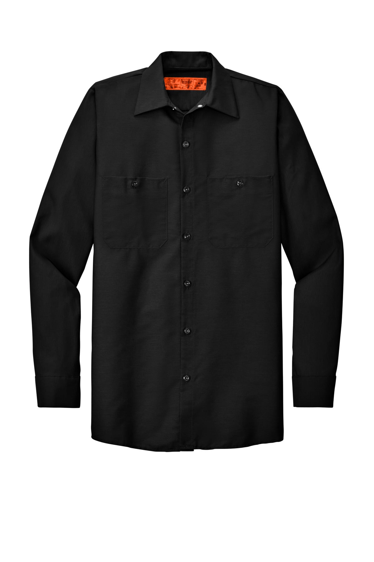 Red Kap Long Sleeve Industrial Work Shirt - Black - Front flat