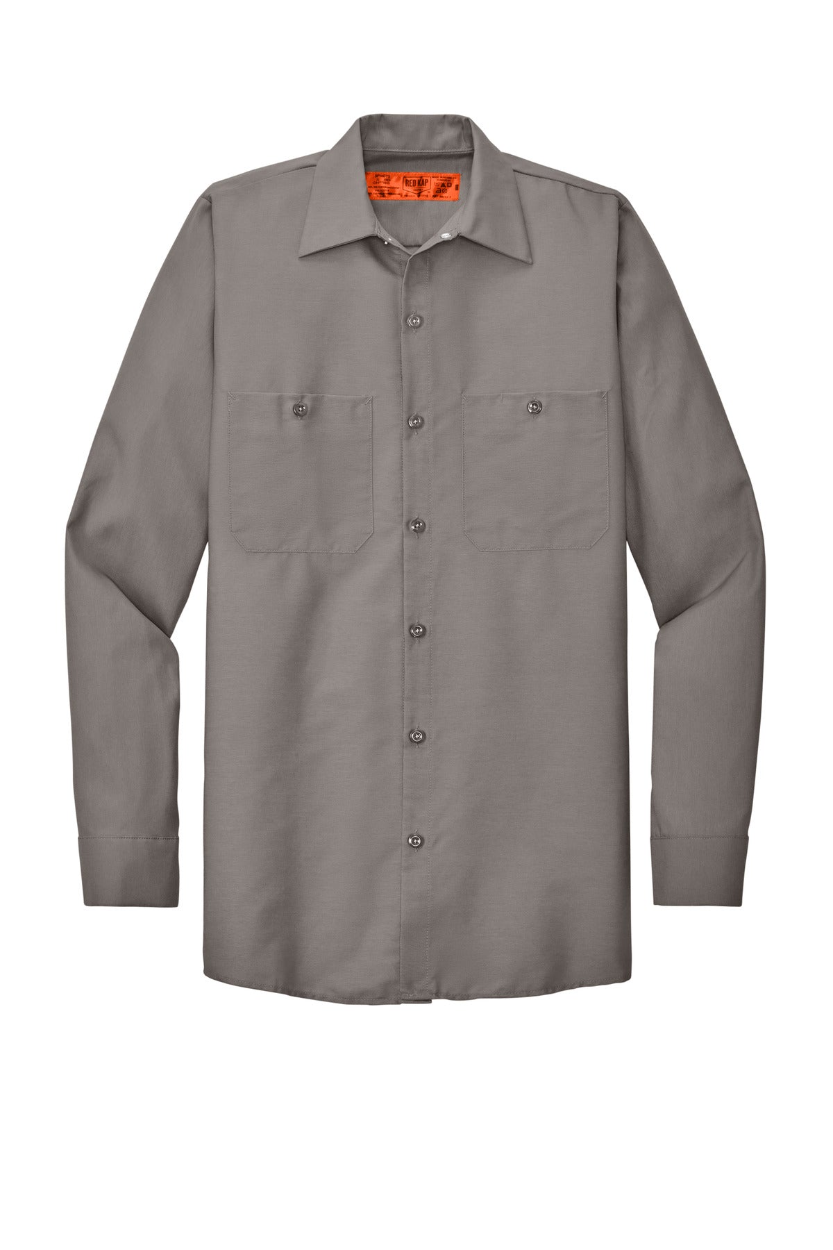 Red Kap Long Sleeve Industrial Work Shirt - Grey - Front flat