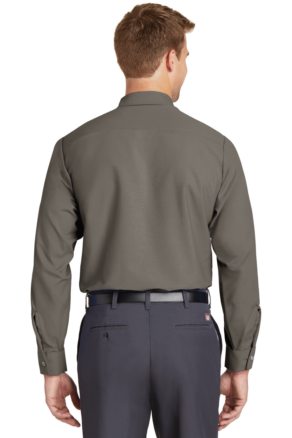 Red Kap Long Sleeve Industrial Work Shirt - Grey - Back model