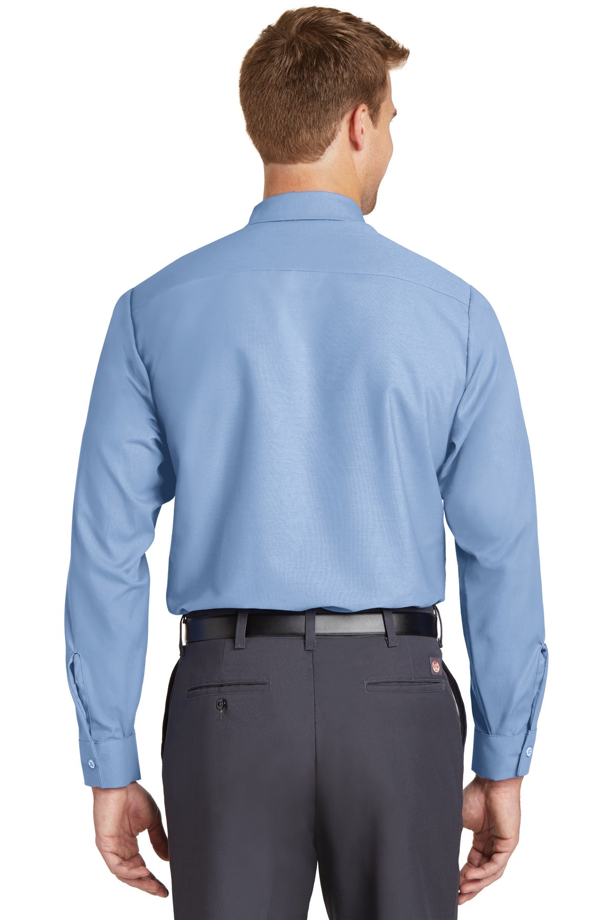 Red Kap Long Sleeve Industrial Work Shirt - Light Blue - Back model