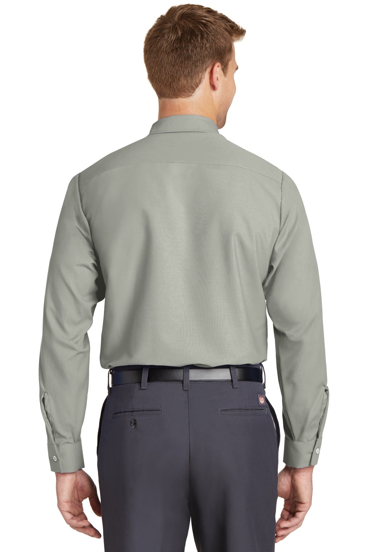 Red Kap Long Sleeve Industrial Work Shirt - Light Grey - Back model