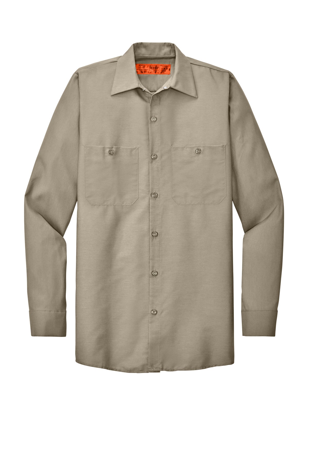 Red Kap Long Sleeve Industrial Work Shirt - Light Tan - Front flat