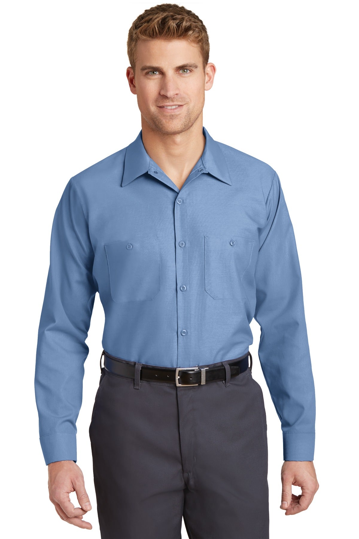 Red Kap Long Sleeve Industrial Work Shirt - Petrol Blue - Front model