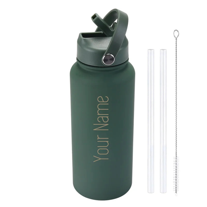 Custom Insulated Water Bottle with Straw