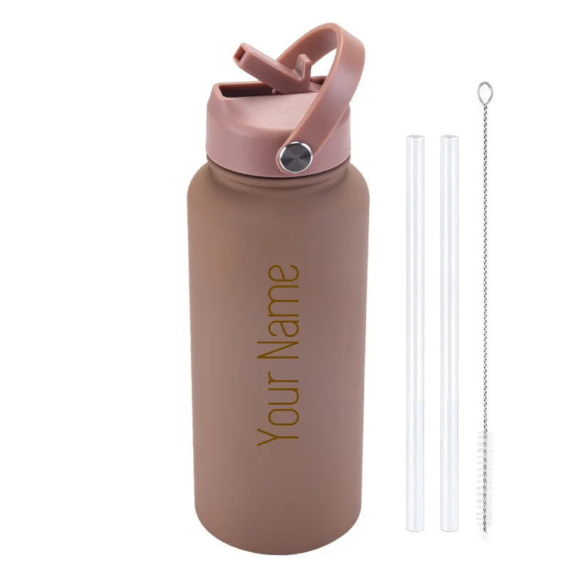 Custom Insulated Water Bottle with Straw