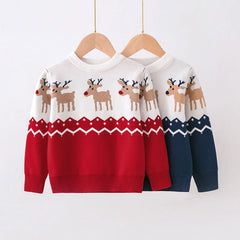 2023 Christmas Sweatshirts Boys Girl Sweater Knit Pullover Cotton Clothes Autumn Winter Kids Slouchy Soft Wool Clothing Knitwear