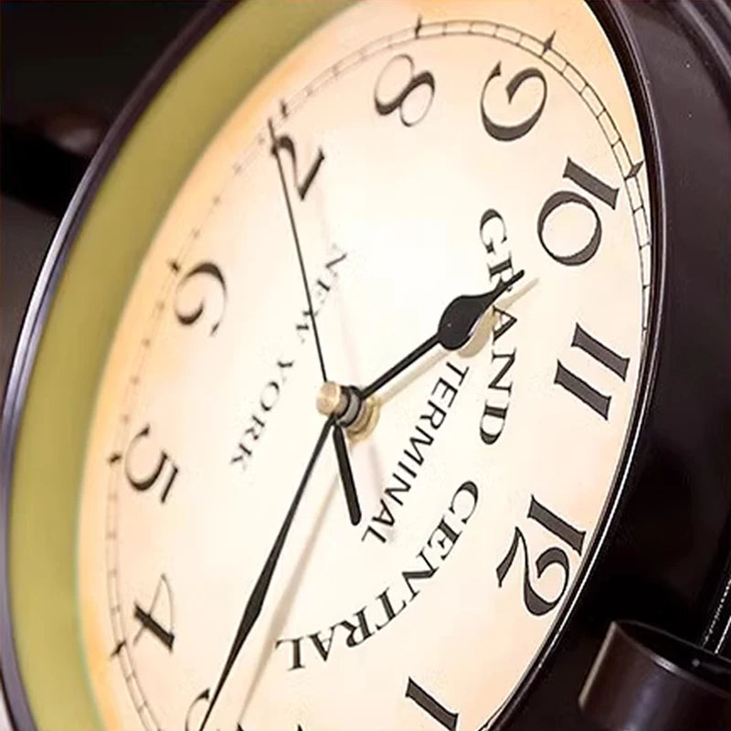 Vintage Double-Sided Round Wall Clock Decor