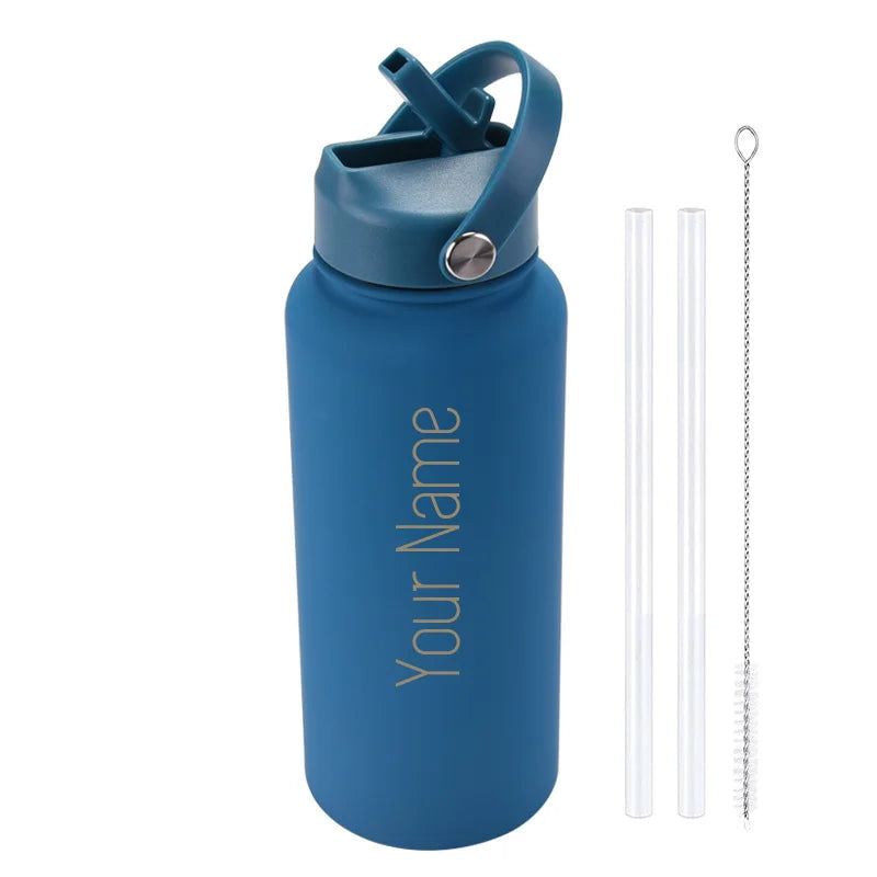 Custom Insulated Water Bottle with Straw