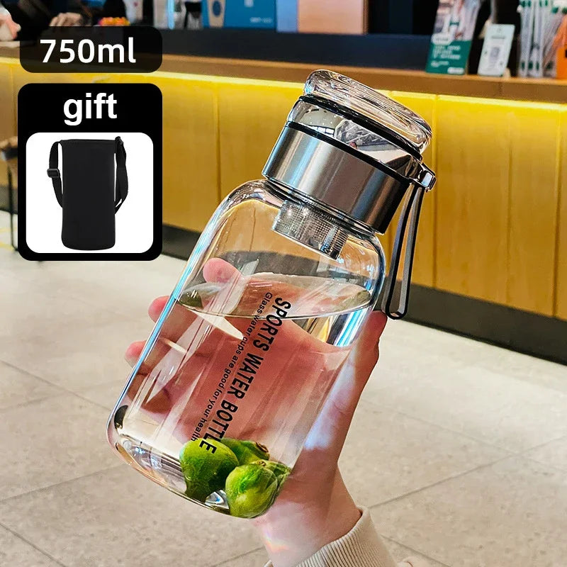 Large-Capacity Glass Water Bottle for Travel and Outdoor Use