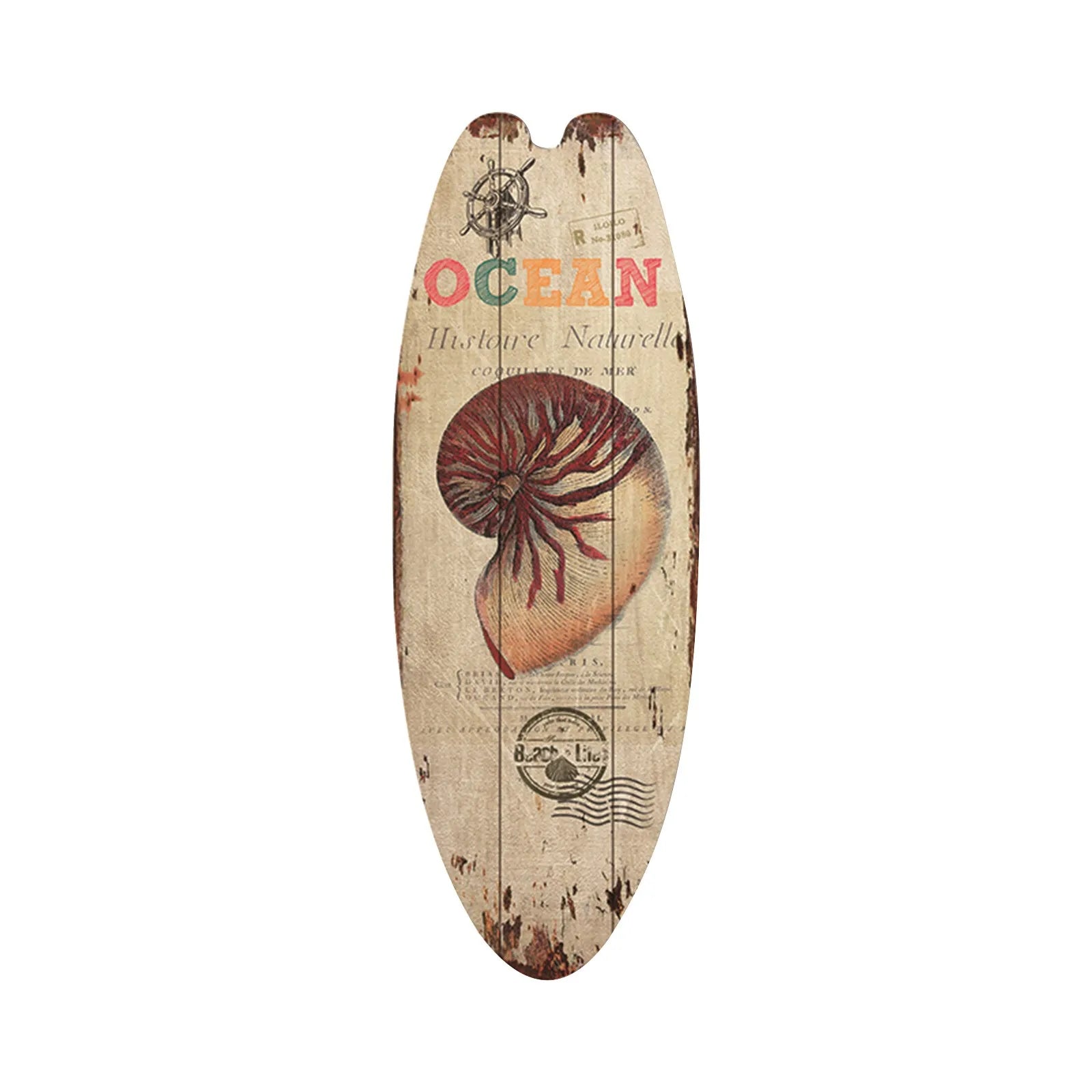 Vintage Wooden Surfboard Sign Beach Decor